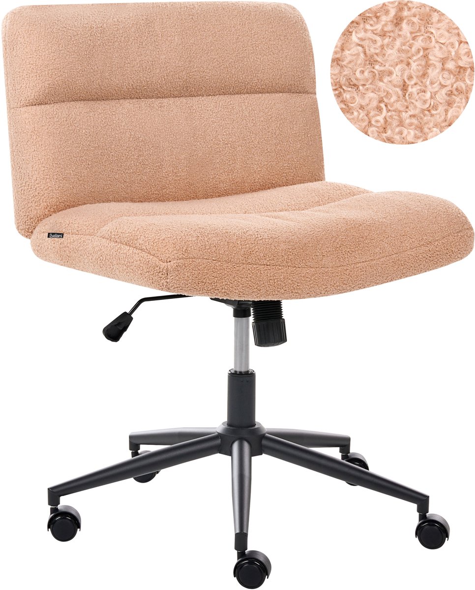 CATLIN - Bureaustoel - Perzikroze - Bouclé