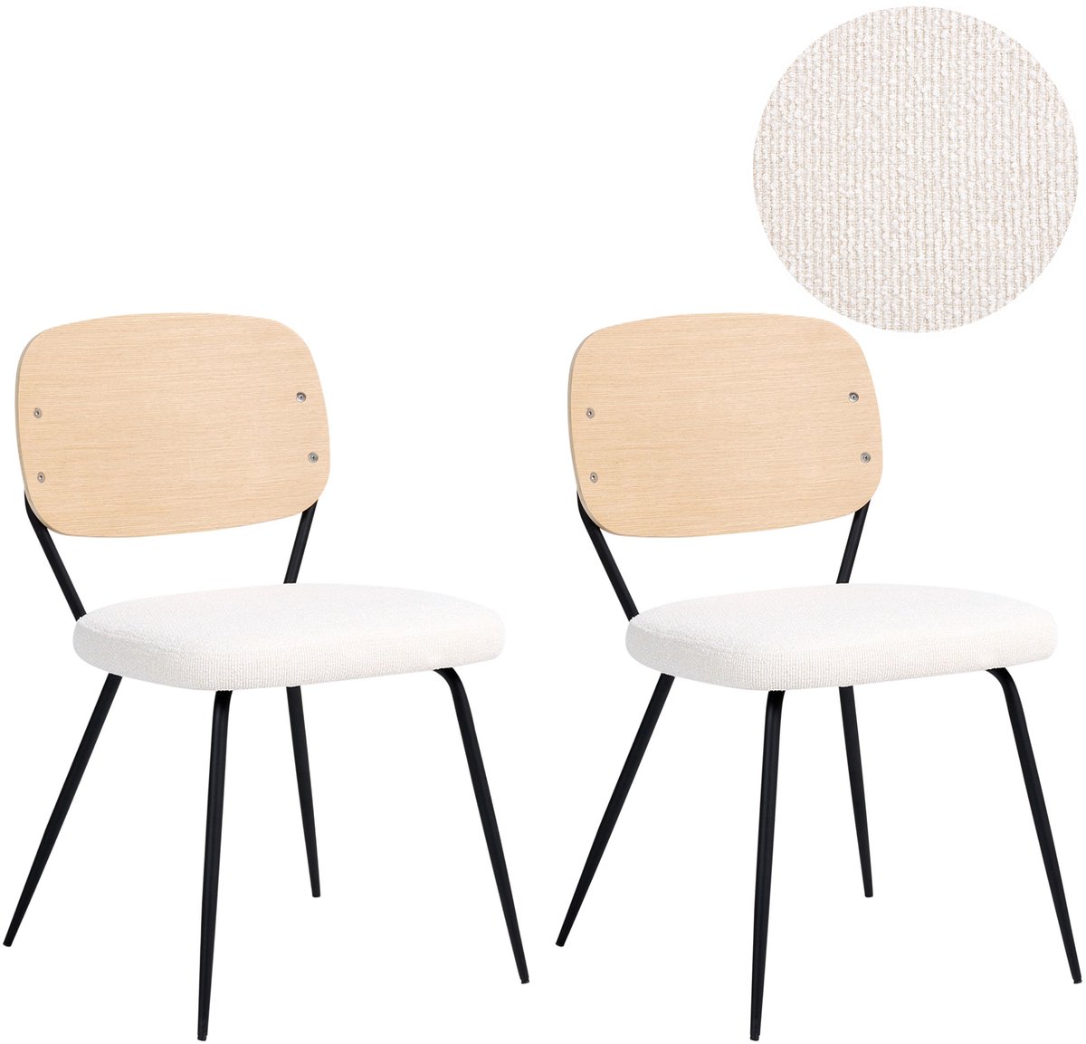 EILEEN - Eetkamerstoel set van 2 - Off-white - Bouclé