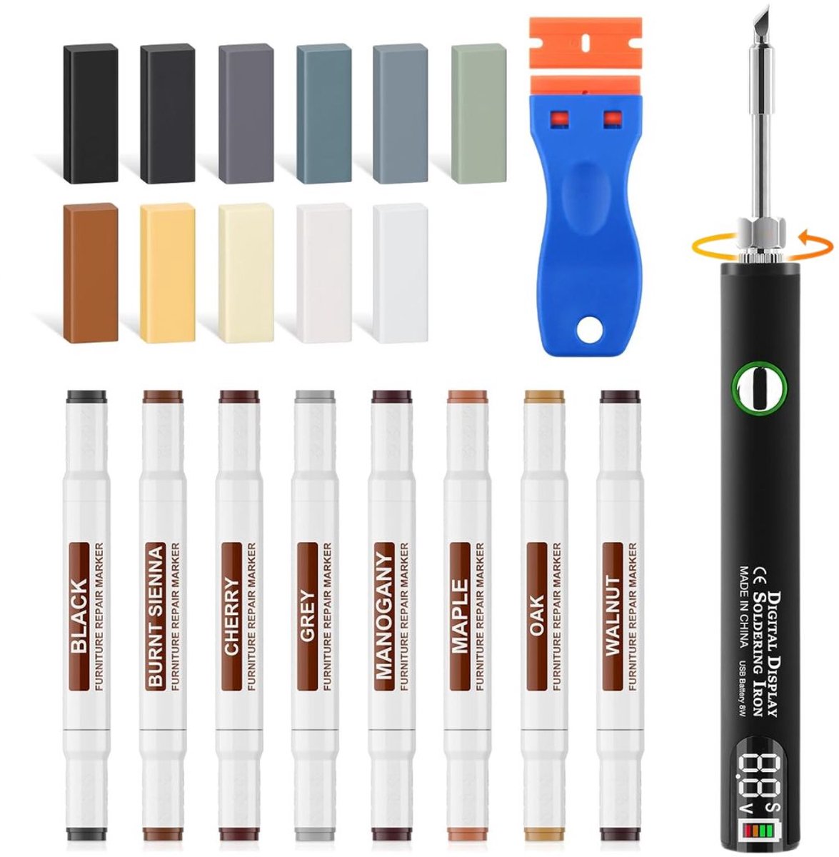 ApexArte® Laminaat Reparatieset - Laminaatvuller - Vuller - Stiften Set