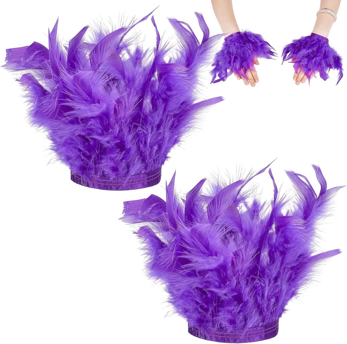 Feather Wrist Cuffs Armbanden met Haak- en Oogsluiting voor Vrouwen - Perfect voor Carnaval, Feestjes en Kostuums
