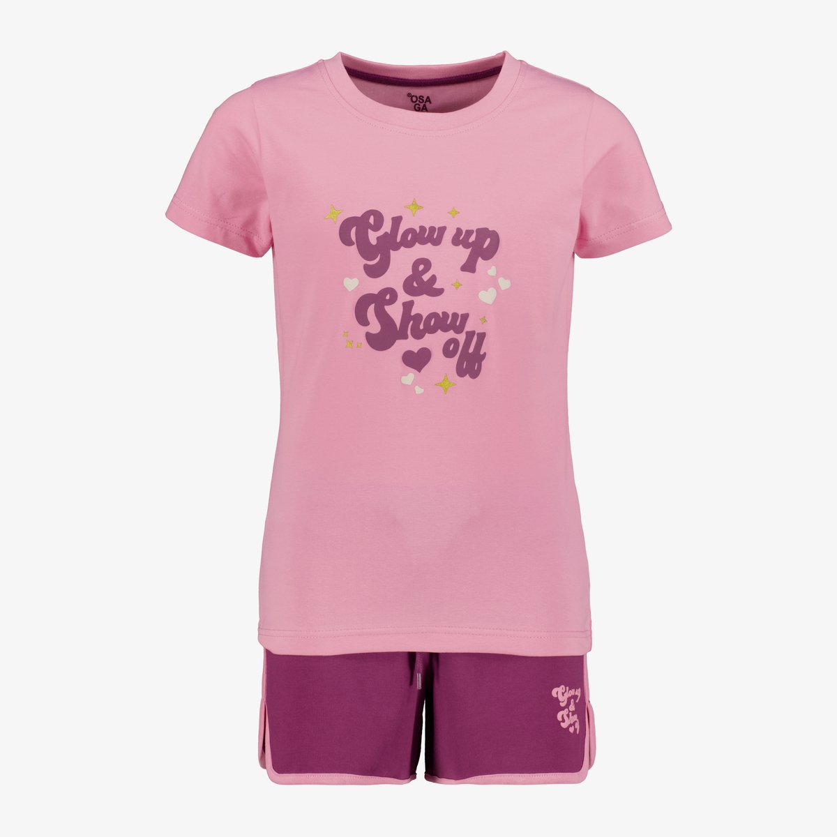 Osaga meisjes sport set met tekstopdruk roze paars - Maat 128