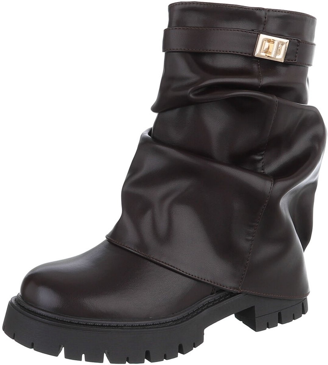 Hoge boots - Omslag en gespdetail - Dames Mt:39