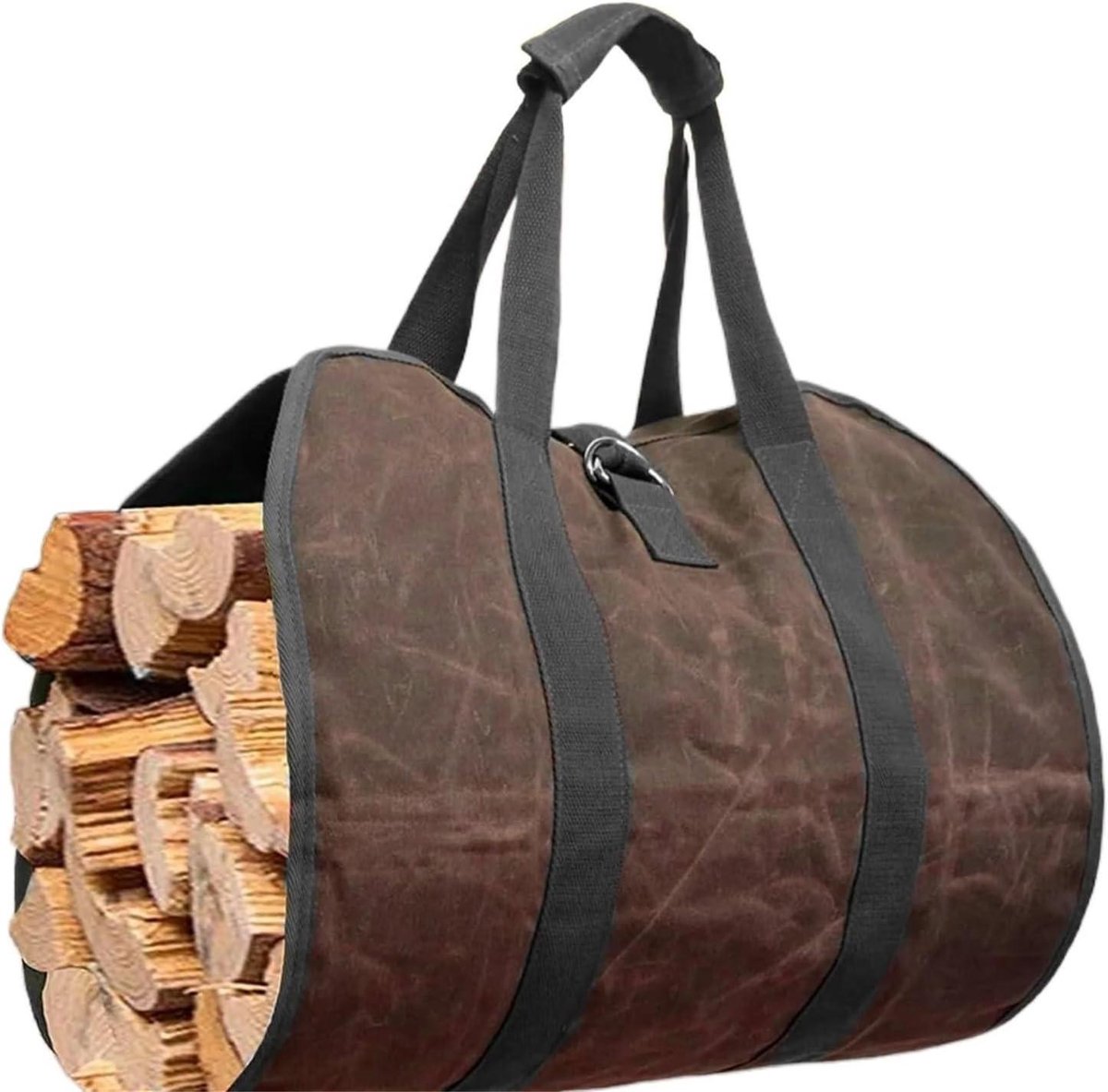 Brandhout Opbergzak - Draagtas Hout - Haardhout Vervoeren - Verstevigd Handvat - 70 kg Capaciteit - Donkerbruin