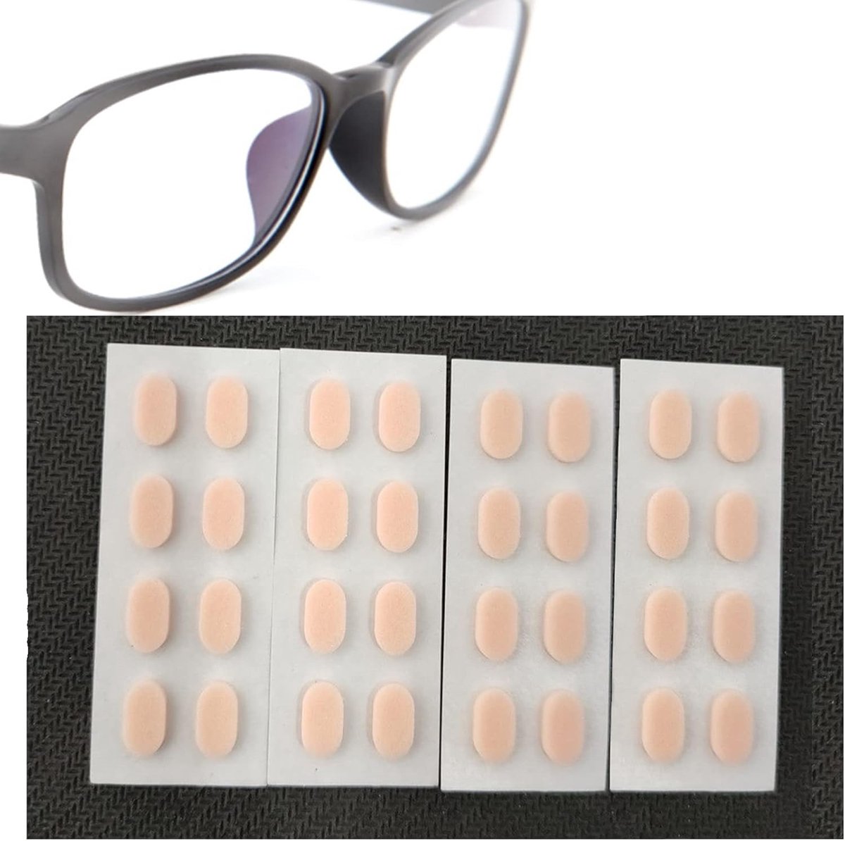 16 Paar Zachte Schuim Neuspads, Antislip Neuspads voor Brillen, Zelfklevende Neussteunen voor Myopie, Leesbrillen en Zonnebrillen (Beige)