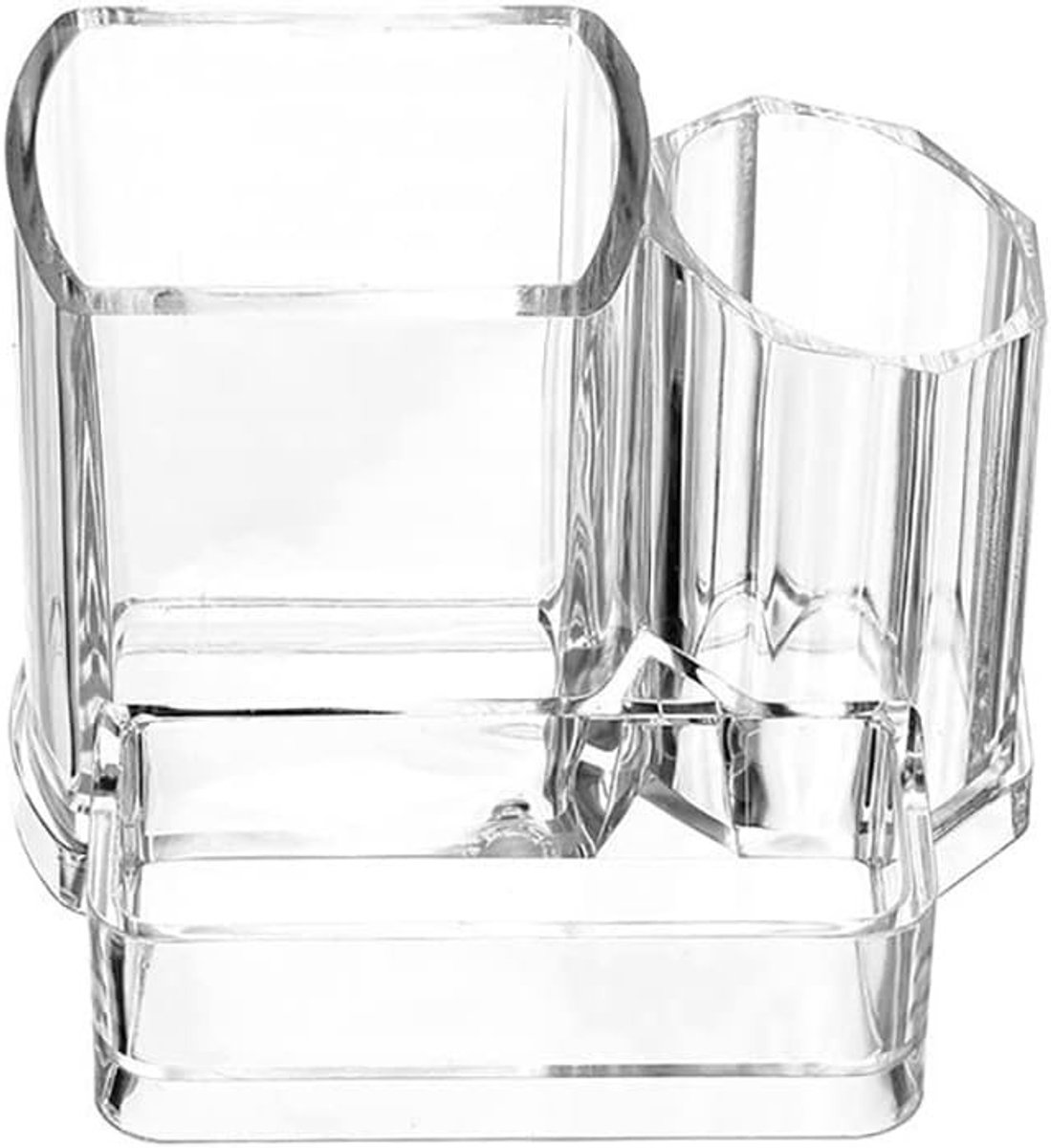 Duidelijke Acryl Makeup Organizer met 3 Compartimenten voor Cosmetica, Eyeliners en Potloden - Ideaal voor Bureau en Slaapkamer