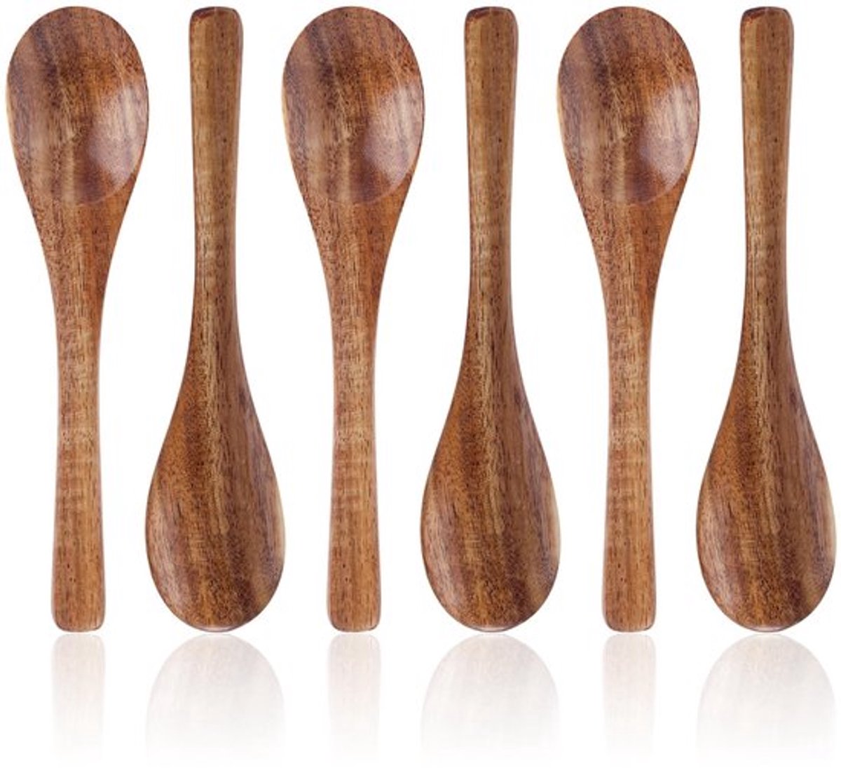 Houten Lepels - Mini Houten Theelepels - Ideaal voor Koffie en Thee - Bruin - Keukenaccessoires - Geschikt voor Desserts - 6 Stuks