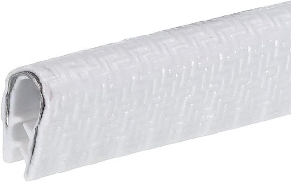 Witte U-vormige rubberen randafwerking 12x8mm 4.5m met stalen clips, flexibele bescherming voor deurpanelen, meubels en metalen randen
