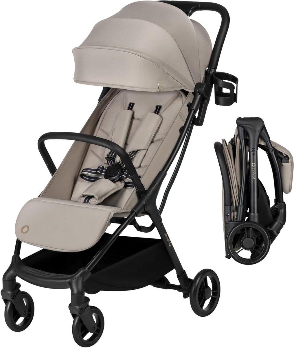 Lichtgewicht Reisbuggy - Compacte Kinderwagen - Comfortabel Reizen - Auto Fold Systeem - 73 kg - Zand Beige