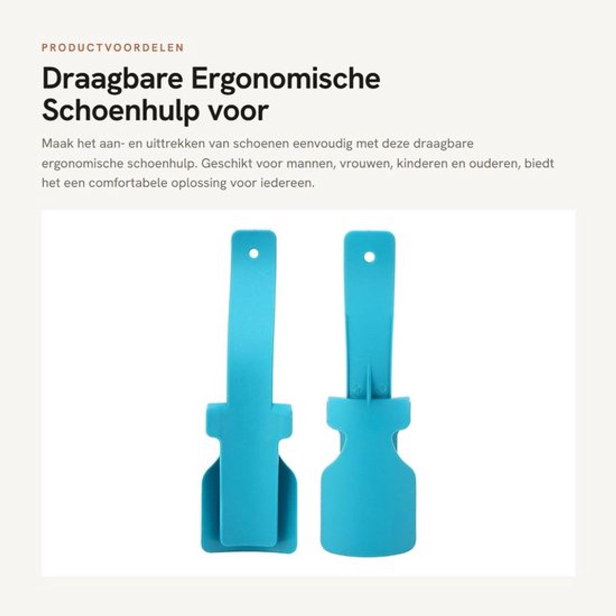 Schoenhulp Draagbaar - Ergonomische Schoenlepel - Lang Handvat - Geschikt voor Mannen/Vrouwen/Kinderen - Ideaal voor Senioren - Gemakkelijk in Gebruik
