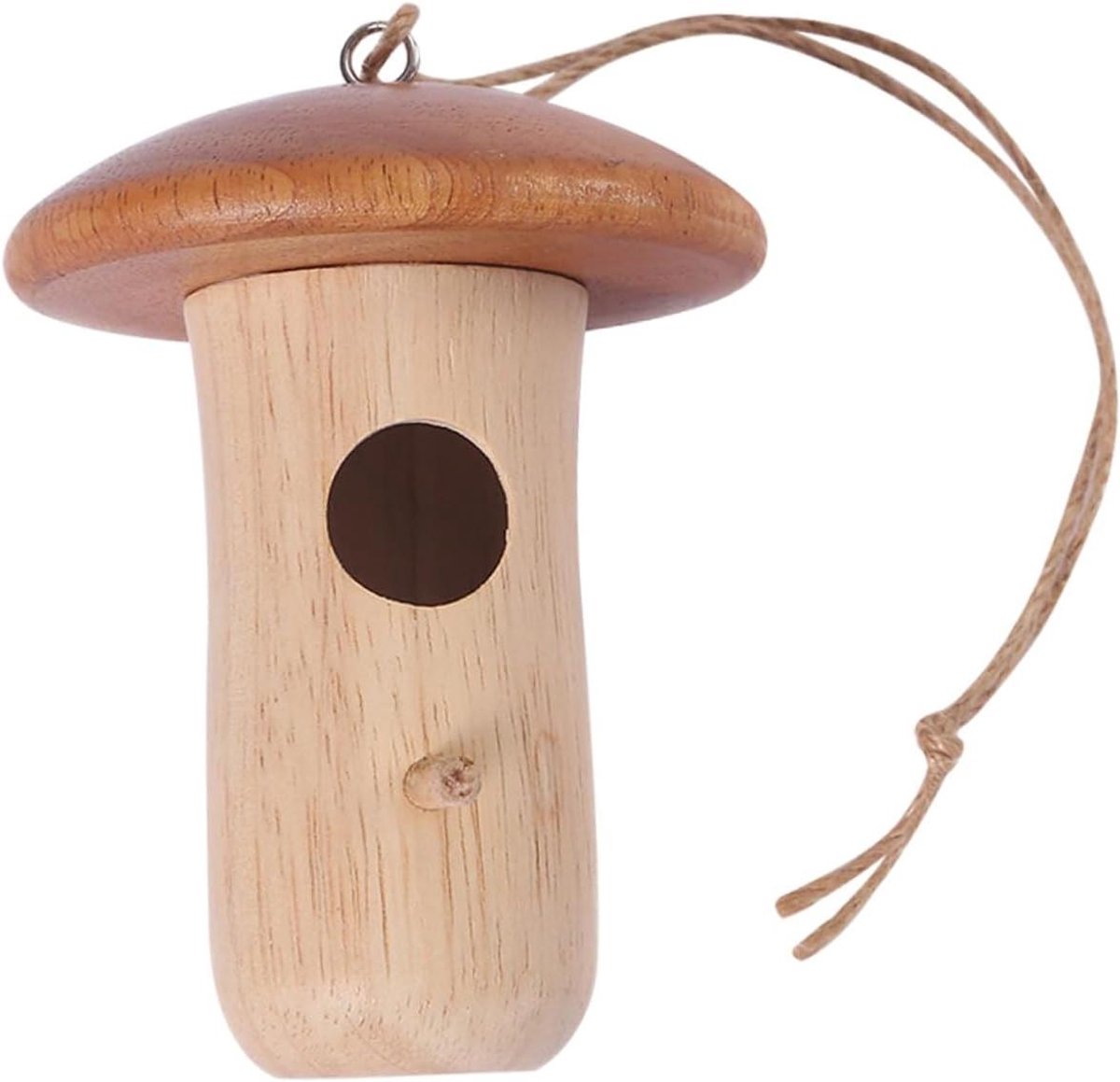 Houten Vogelvoederhuis - Paddenstoel Voederbak - Vogels Voeren - Decoratief Paddenstoel Design - 13.5 x 6 x 6 cm - Multi