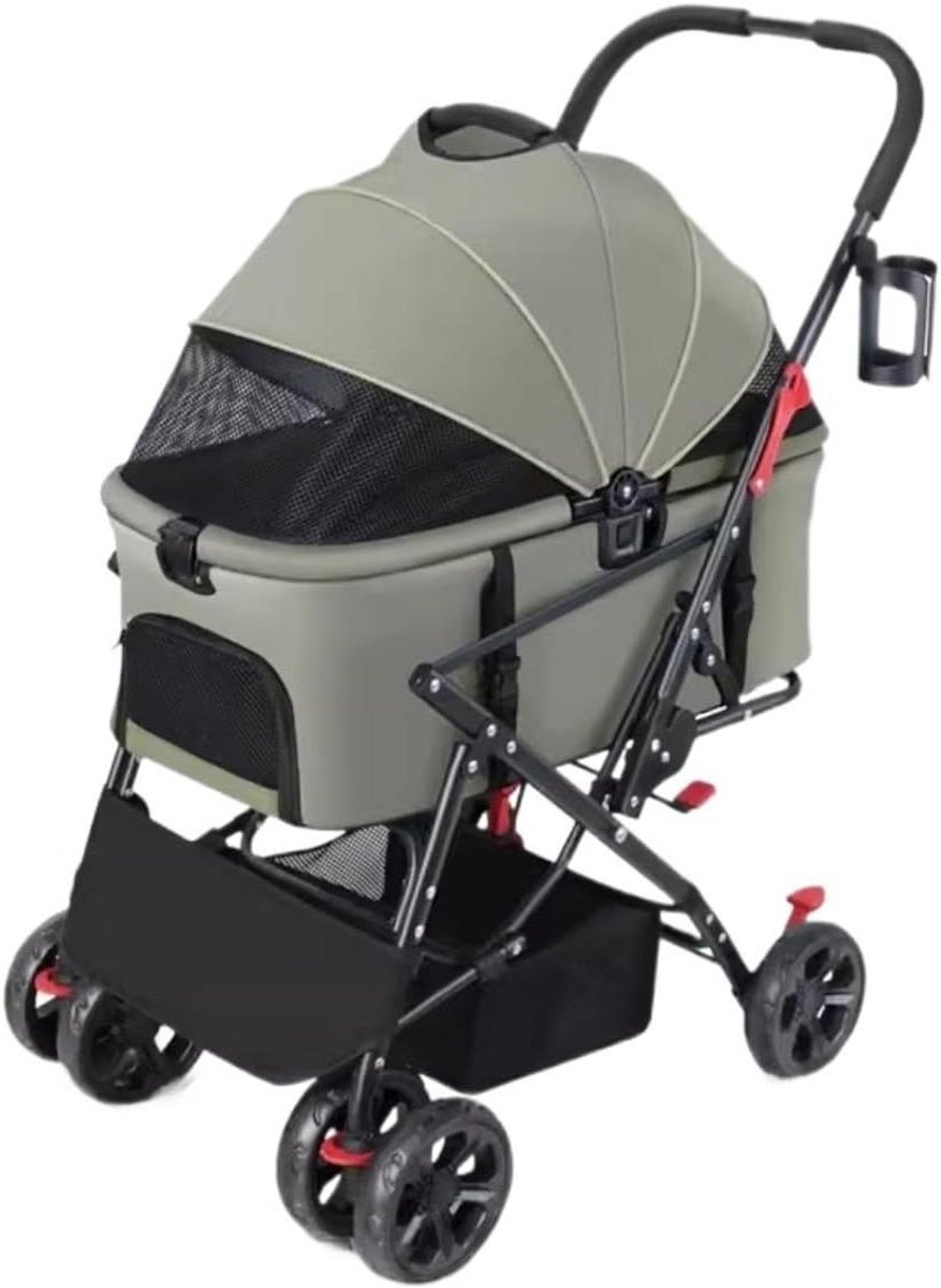Huisdierbuggy - Hondenwagen Kattenwagen - Vervoer Huisdier - Opvouwbaar 3-in-1 - Max 25 kg - Grijs