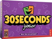 Paarse 30 Seconds Junior speldoos met vrolijk logo, icoontjes en tekst: Meer dan een partyspel.