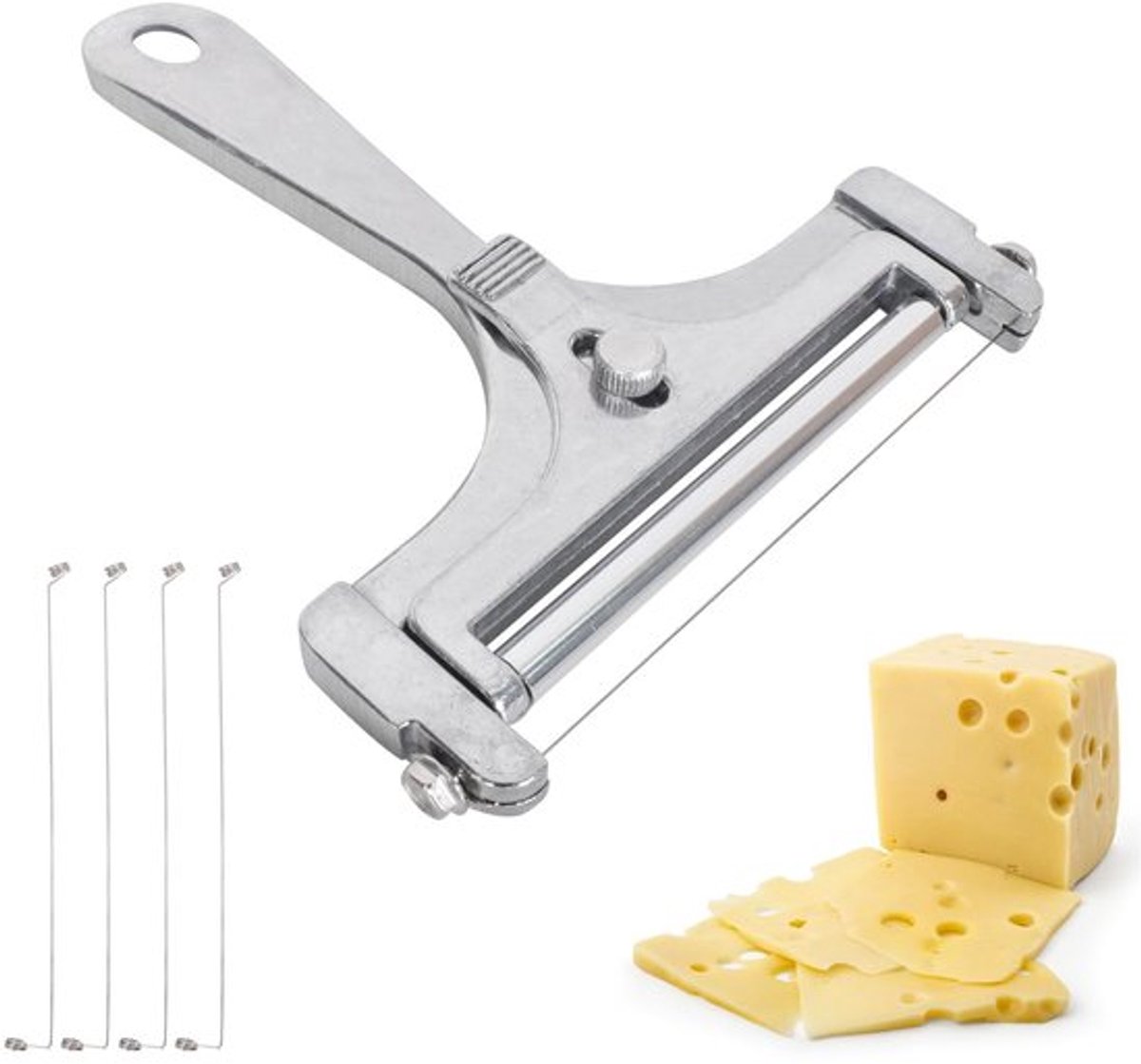 Kaassnijder met verstelbare draad - Kaassnijdermachine - Handmatige Kaassnijder - Aluminiumlegering - Sterk en duurzaam - Elegant handvat - Kaassnijmachine