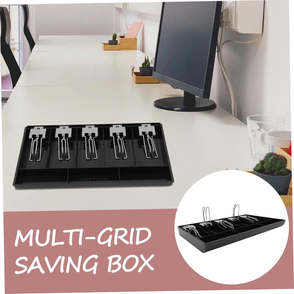 Kassalade Inzetstuk - Geldlade Organizer - Winkeladministratie - Meerdere Compartimenten - 245 x 35 cm - Zwart
