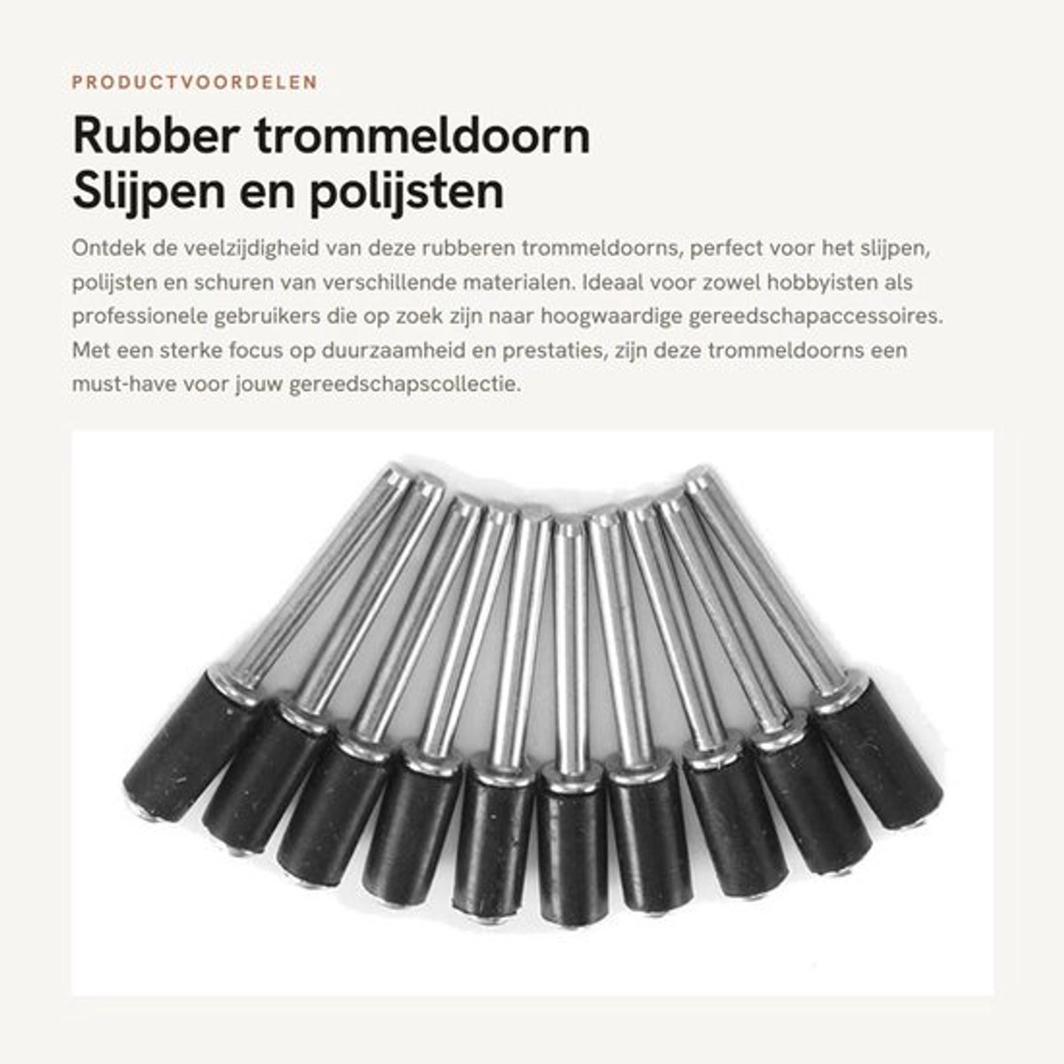Trommeldoorn 10 Stuks - Rubber - Slijpmachine Accessoire - Polijsten/Snijden - Schuren - 2,35 mm Schachtdiameter - Duurzaam Metaalmateriaal - Schuurdoorn