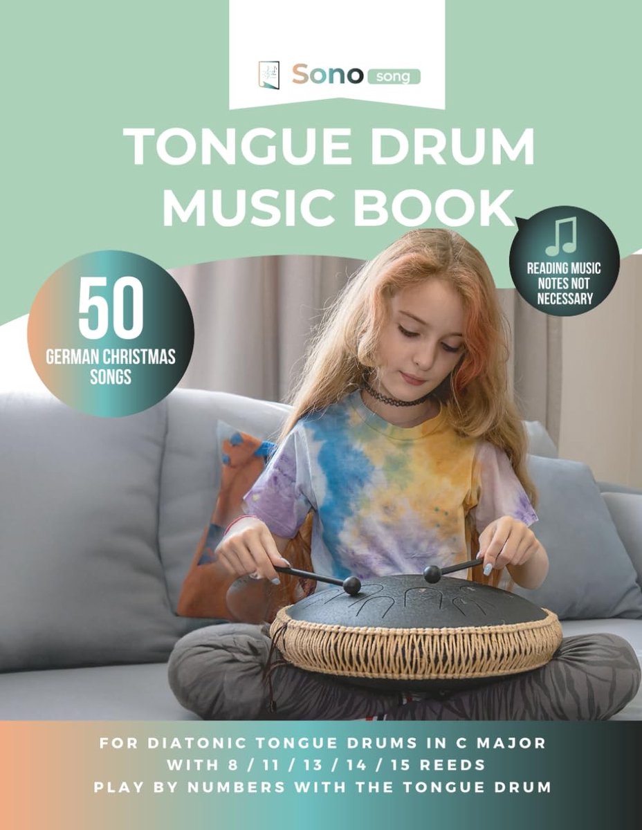Steel tongue drum - C majeur - Muziekboek met 50 Duitse kerstliedjes - Zonder noten lezen - Voor 8 tot 15 tongen