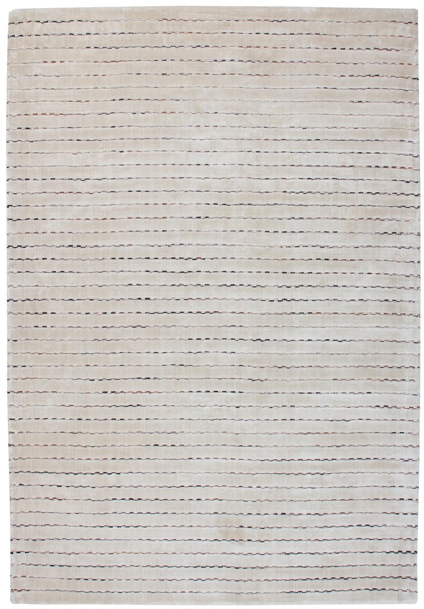 Padiro laagpolig vloerkleed 80 x 150 cm - beige - modern streeppatroon - geschikt voor vloerverwarming - van viscose en wol