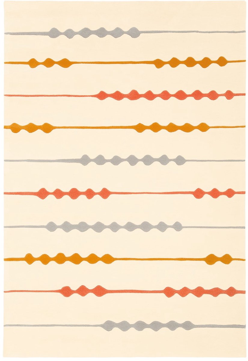 Padiro laagpolig vloerkleed 170 x 240 cm - beige / oranje - modern streeppatroon - geschikt voor vloerverwarming - van modacryl