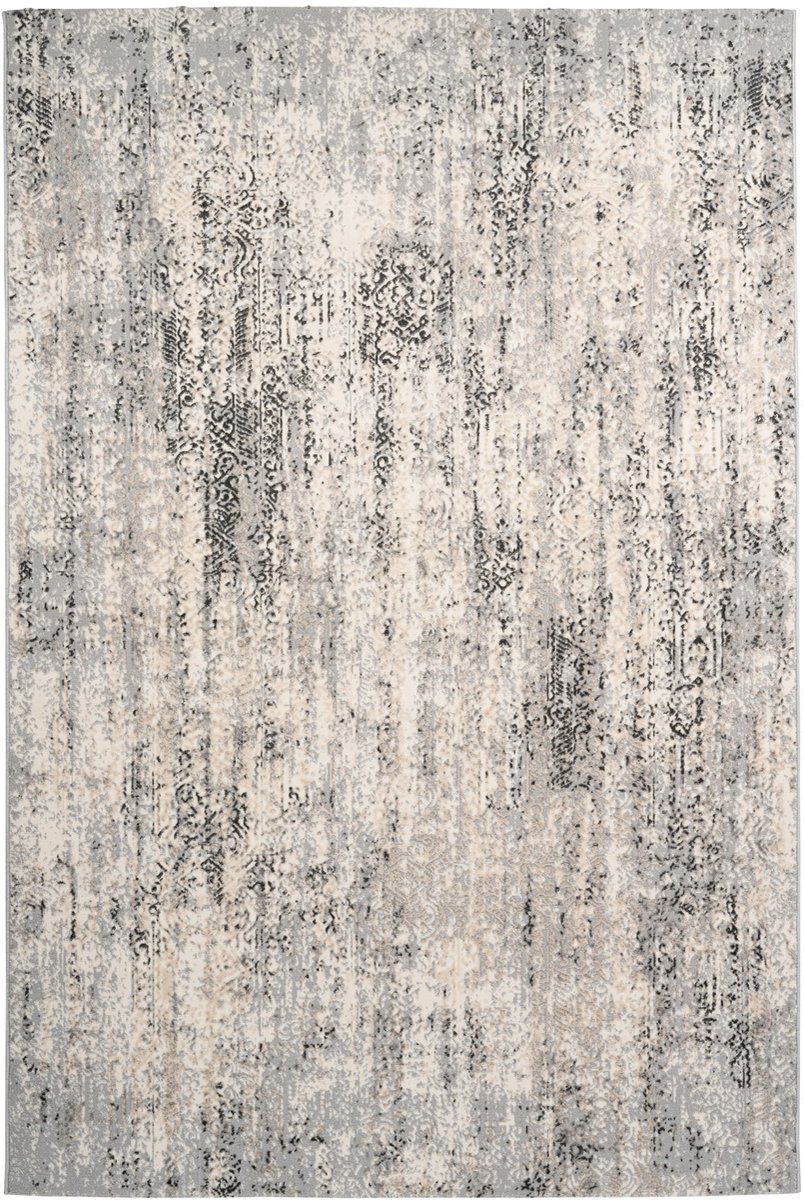 Padiro laagpolig vloerkleed 200 x 290 cm - grijs - modern abstract design - geschikt voor vloerverwarming - van polypropyleen en shrink polyester
