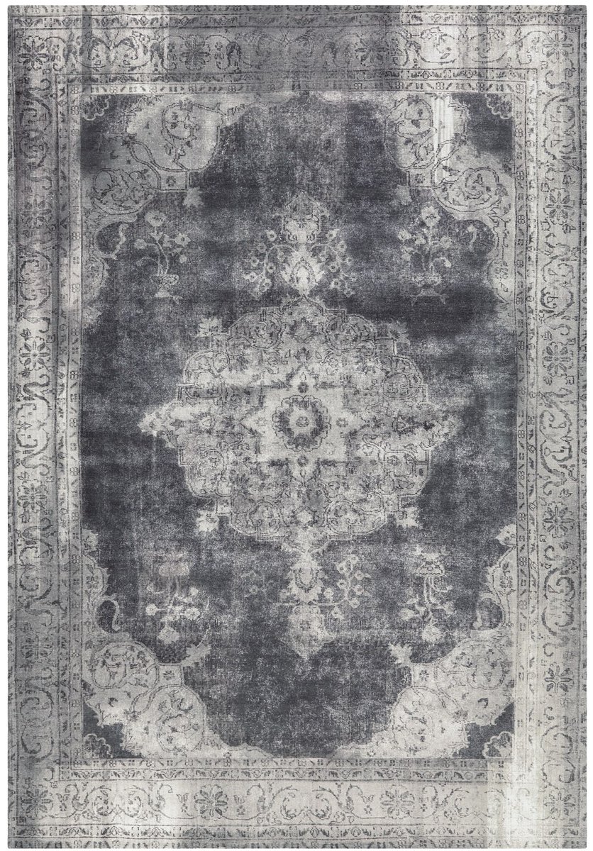 Padiro laagpolig vloerkleed 160 x 230 cm - grijs - vintage patroon - geschikt voor vloerverwarming - van modacryl