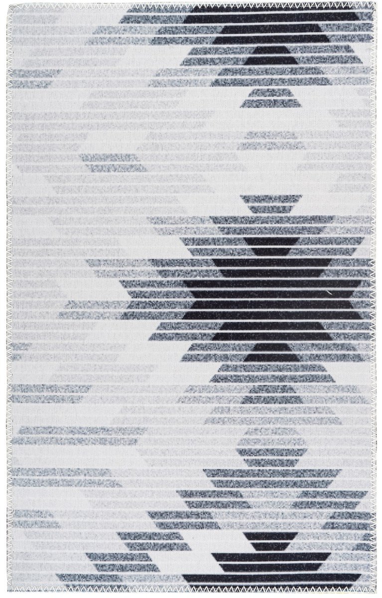 Padiro vloerkleed 120 x 180 cm - grijs - boho geometrisch patroon - geschikt voor vloerverwarming - van polyester
