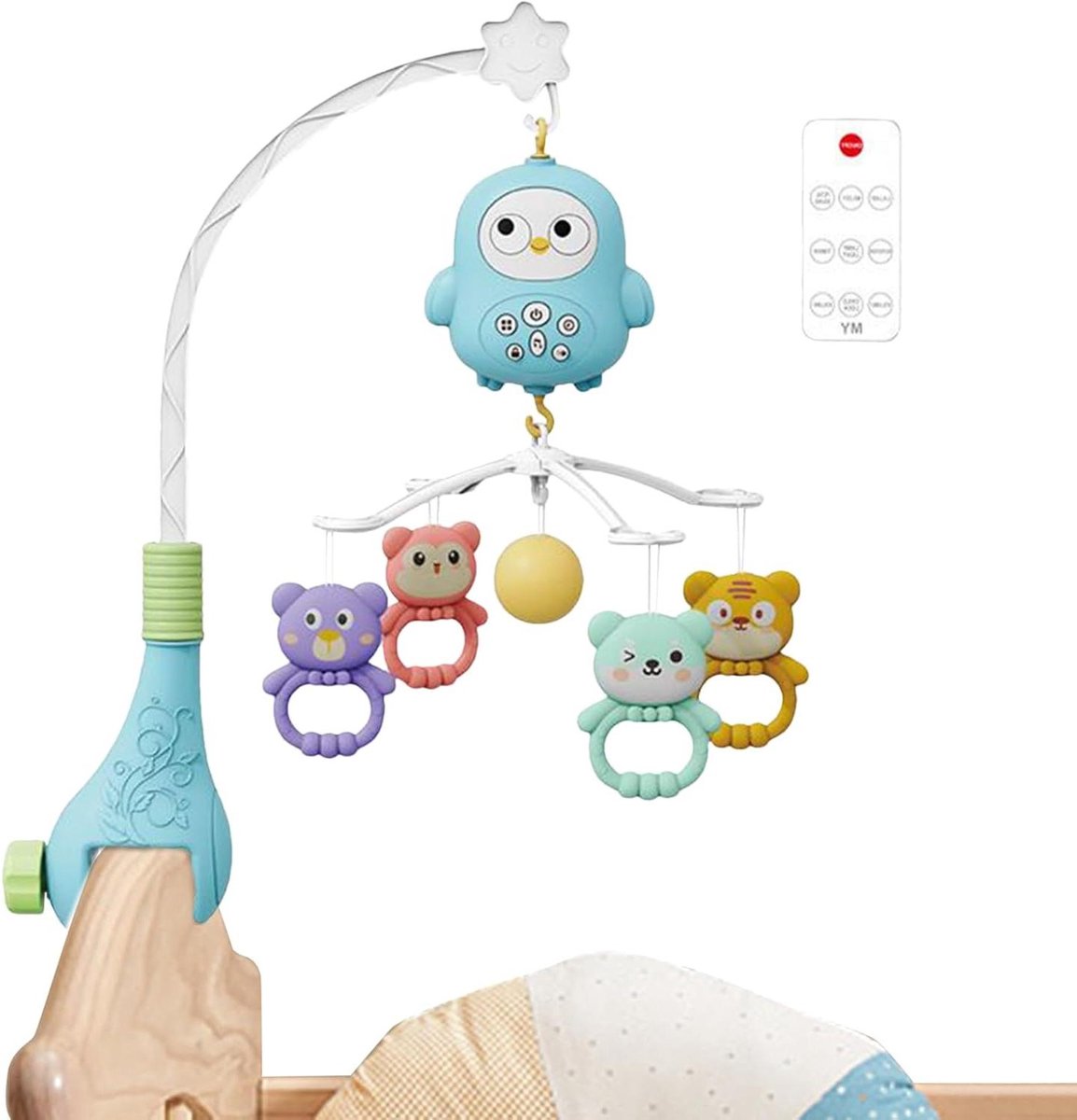 Baby Muzikale Wiegmobiel - Baby Wieg Mobiel Muziek - Slaap Ondersteuning - Muziek Gesynchroniseerde Beweging - 40x25x48 cm - Blauw