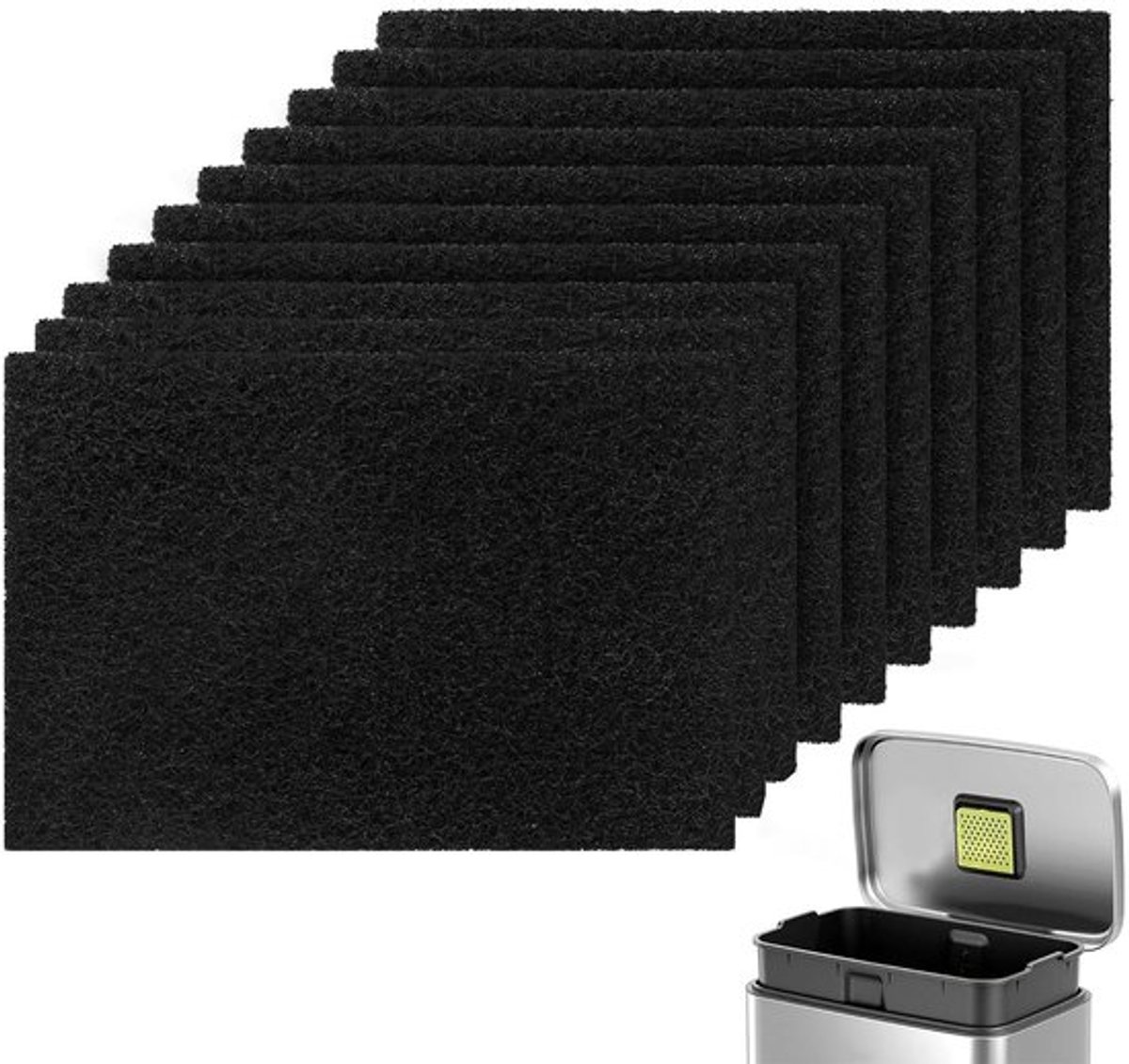 Actieve Koolfilters 10 Stuks - Vervangende Filter voor Joseph & Joseph Compostbak - Geurfilter Prullenbak - Houdt Ruimte Fris - Afmeting 95 x 70 x 10 mm