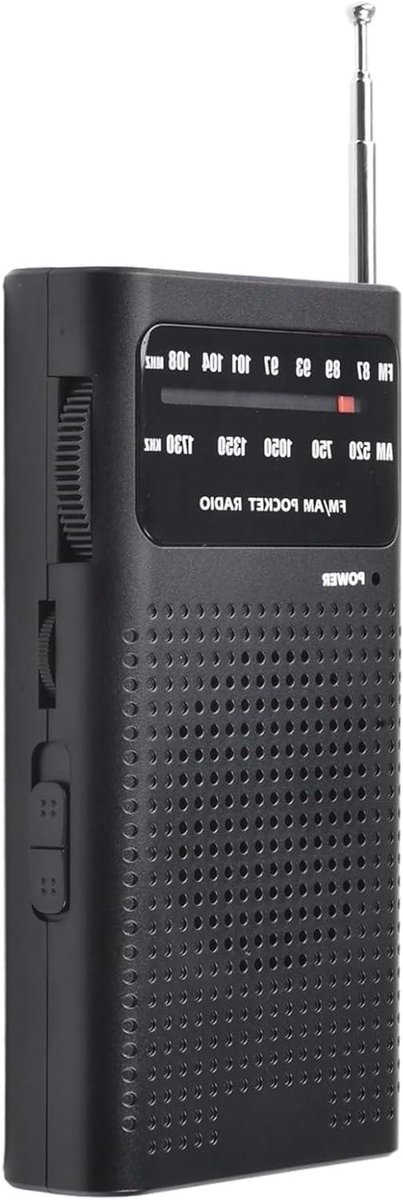 Draagbare AM FM Radio - Zakradio Weerradio - Noodsituaties Luisteren - Superieure Receptie Technologie - 128x70x27 mm - Zwart