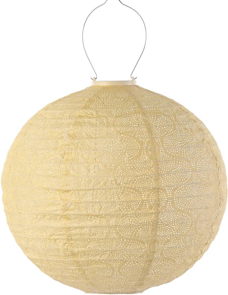 Solar Lampion Rond - Tuinlamp Lantaarn - Sfeervol Verlichten - Zonne-energie - 40 cm - Geel