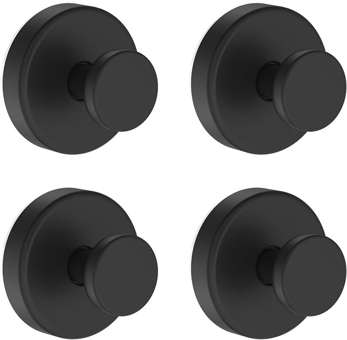 4 stuks Zuignaphaak Zonder Boren – Vacuüm Handdoekhaak voor Badkamer – Verwijderbare Haak voor Glas, Tegels en Gladde Oppervlakken – RVS – Zwart