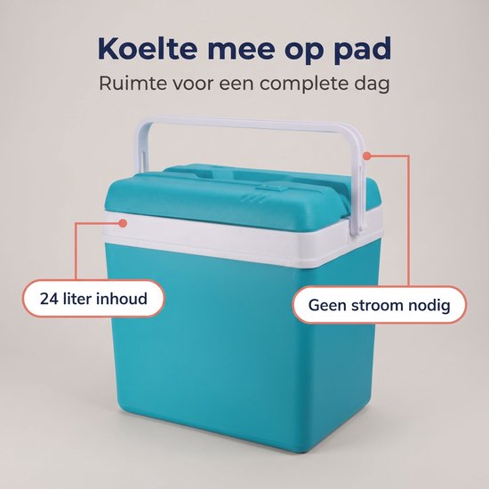 Cheqo® Koelbox - Passieve Koelbox zonder Stroom - Draagbare Koelbox voor Camping en Strand - Koelbox met Handvat en Deksel - Koeltas - Picknick Koelbox voor Auto en Festival - Drankenkoeler - Isolerende Koelbox - Turquoise - Frigobox van Cheqo — afbeelding 5