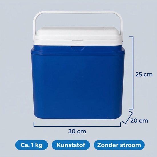 Cheqo® Koelbox - Kleine Koelbox - Koelbox Klein - Draagbare Koelbox - Passieve Koelbox zonder Stroom - Koelbox voor Camping en Auto - Koelbox voor Strand - Picknick Koelbox - Lunch Koelbox - Mini Koelbox met Handvat - Frigobox - Blauw van Cheqo — afbeelding 2