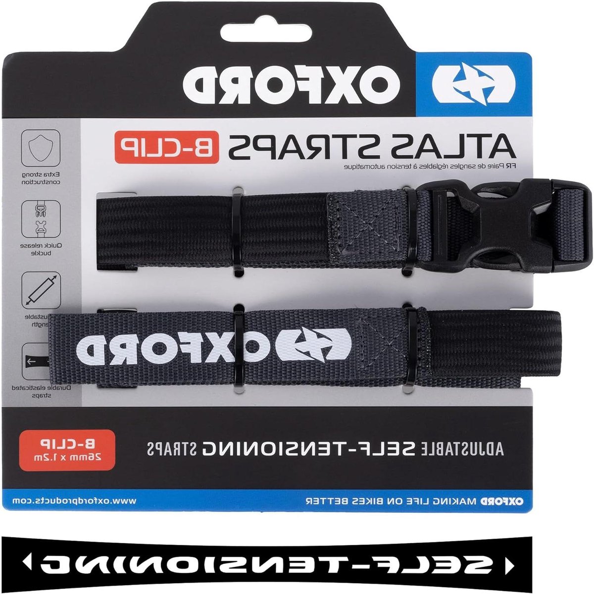 Bagagebanden - Spanbanden Koffers - Bagage Vastzetten - Zelfspannend met B-Clip - 2 x 1.2m - Asfalt