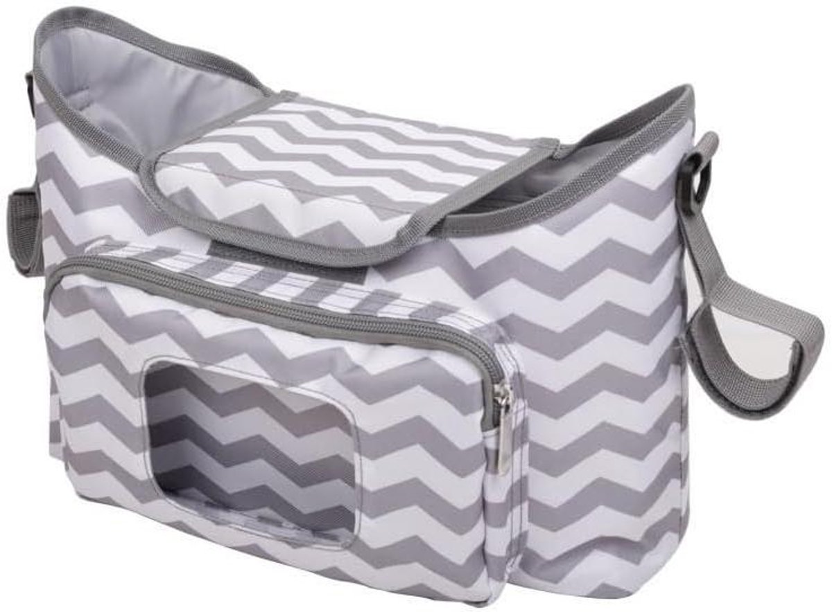 Buggy Organizer Tas - Kinderwagen Tas - Baby Spullen Meenemen - Waterproof Oxford Stof - Universeel - Lichtgrijs