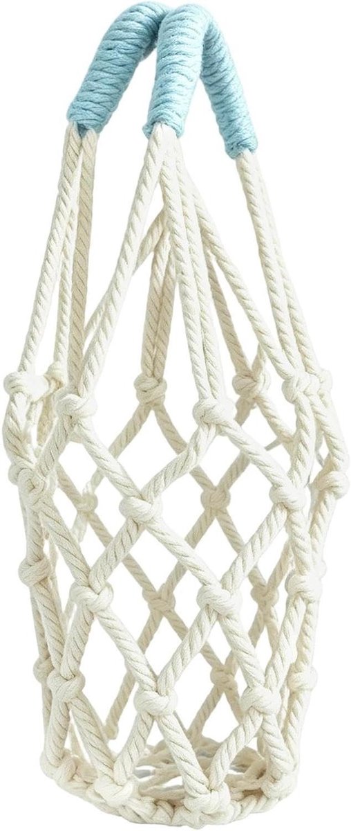 Waterfleshouder - Draagbare Fles Tas - Drankjes Meenemen - Handgeweven Mesh - 15 x 14 x 3 cm - Wit