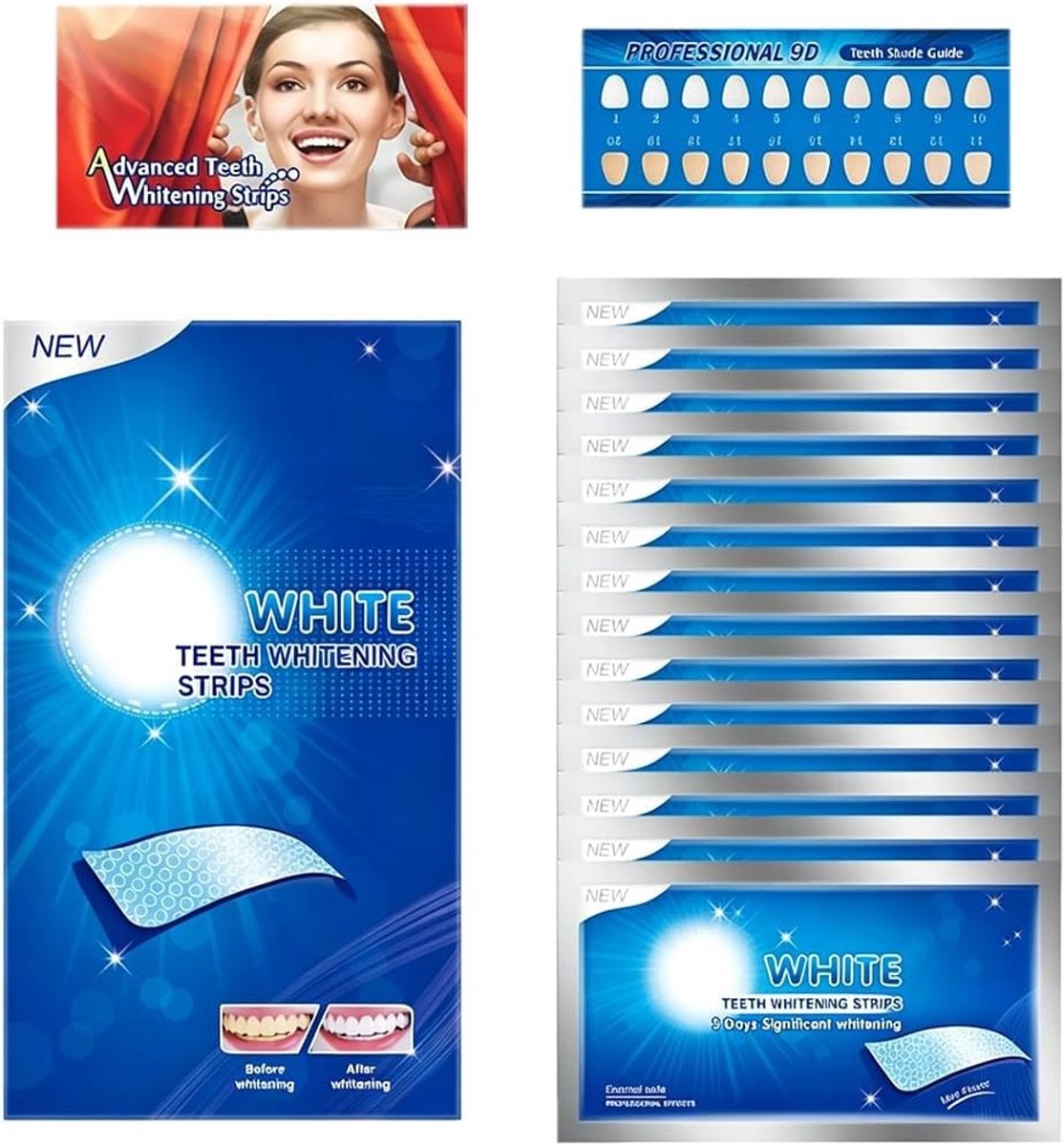 Professionele whitening strips voor witte tanden, peroxidevrij tandbleekmiddel, gevoelige tanden, snelle vlekverwijdering en thuisgebruik