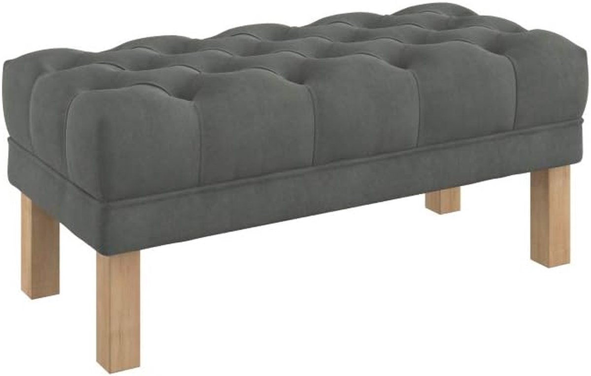 Ottomaan met Knopen - Voetenbank Poef - Zitcomfort Vergroten - Slijtvaste Stof - 100 cm breed - Grijs