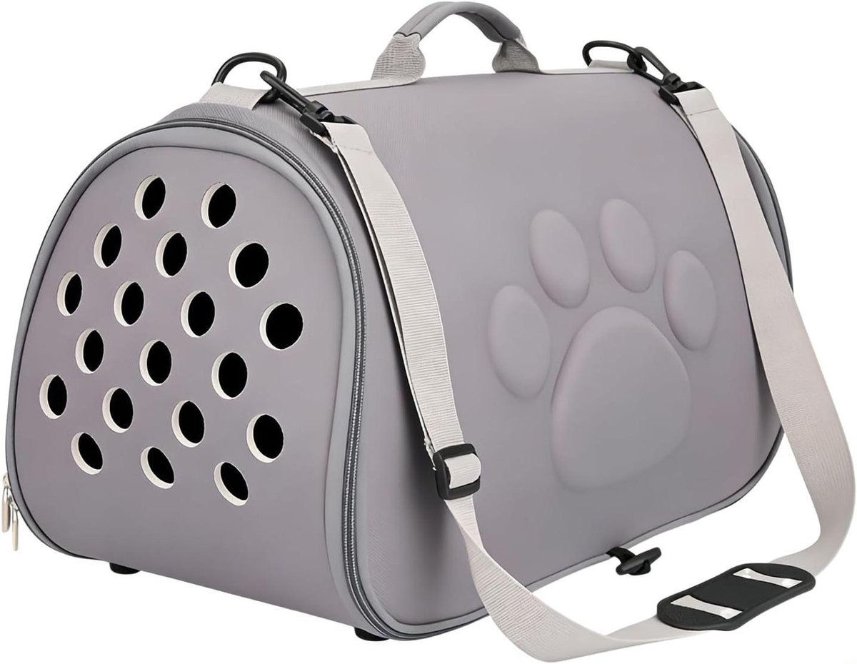 Transportbox Kat - Huisdierentas Draagtas - Veilig Vervoeren - Ademend Mesh Raam - 42 x 26 x 26 cm - Grijs