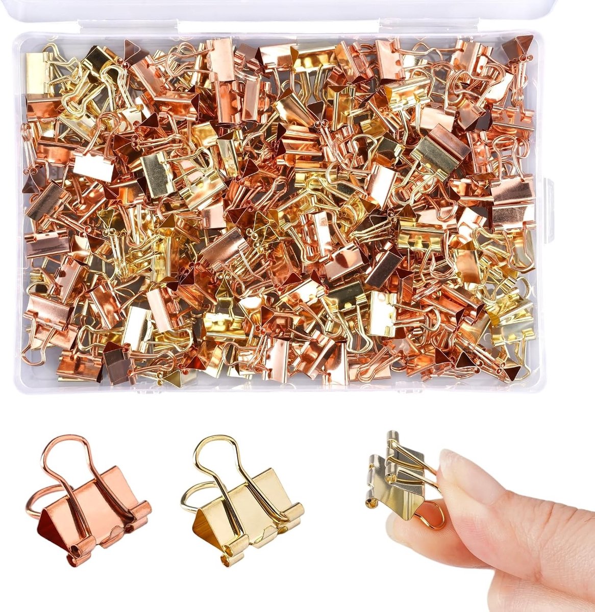 Kleine Foldback Klemmen - Goud - 15 × 10 mm - Metalen Binderclips - Voor School en Kantoor