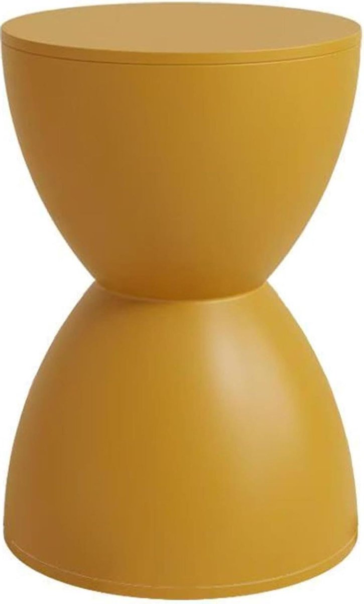 Decoratief krukje - Voetenbankje bijzettafel - Extra zitplek - Ruimtebesparend ontwerp - 30 cm blad - Zandkleur