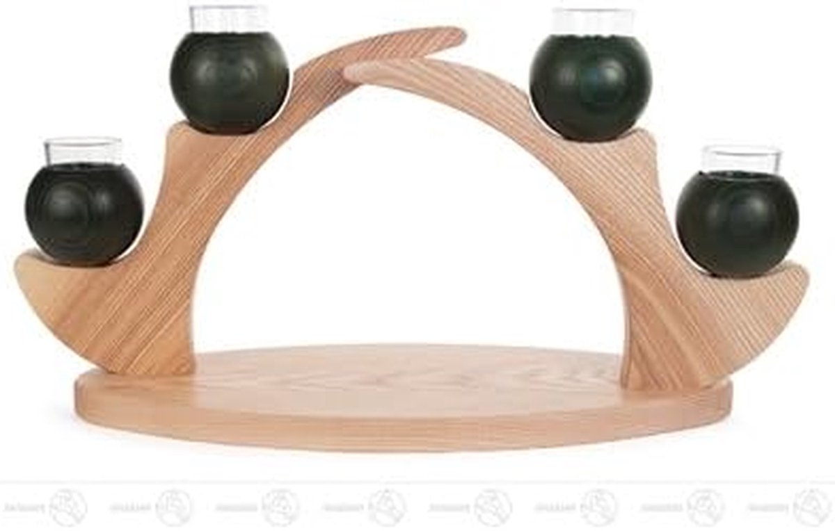 Tafellamp Kaarsen - Houten Lantaarn - Sfeerverlichting Huis - Echt Handwerk - 460 x 240 x 150 mm - Groen