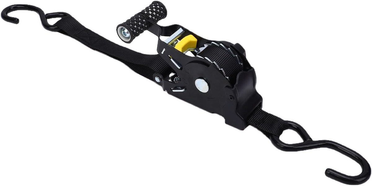 Intrekbare Ratelriem - Spanband Ratel - Lading Zekeren - Automatische Intrekfunctie - 1 Inch X 10 Voet - Zwart