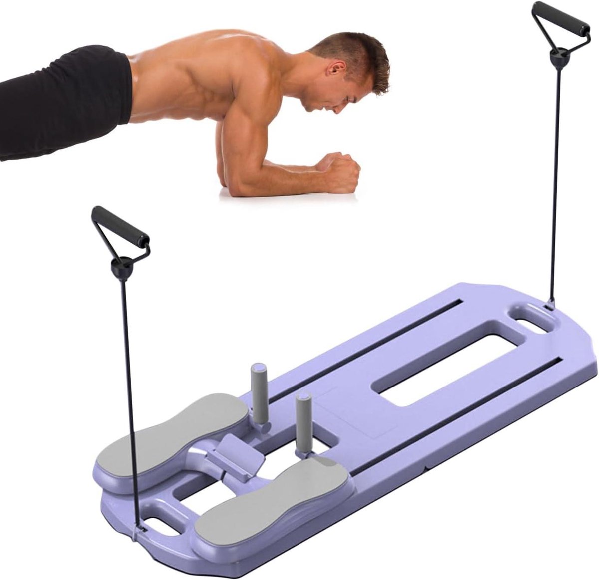 Pilates Reformer Board - Thuis Fitnessapparaat Trainingsbord - Full Body Workout - Opvouwbaar en Draagbaar - 102x36cm - Blauw