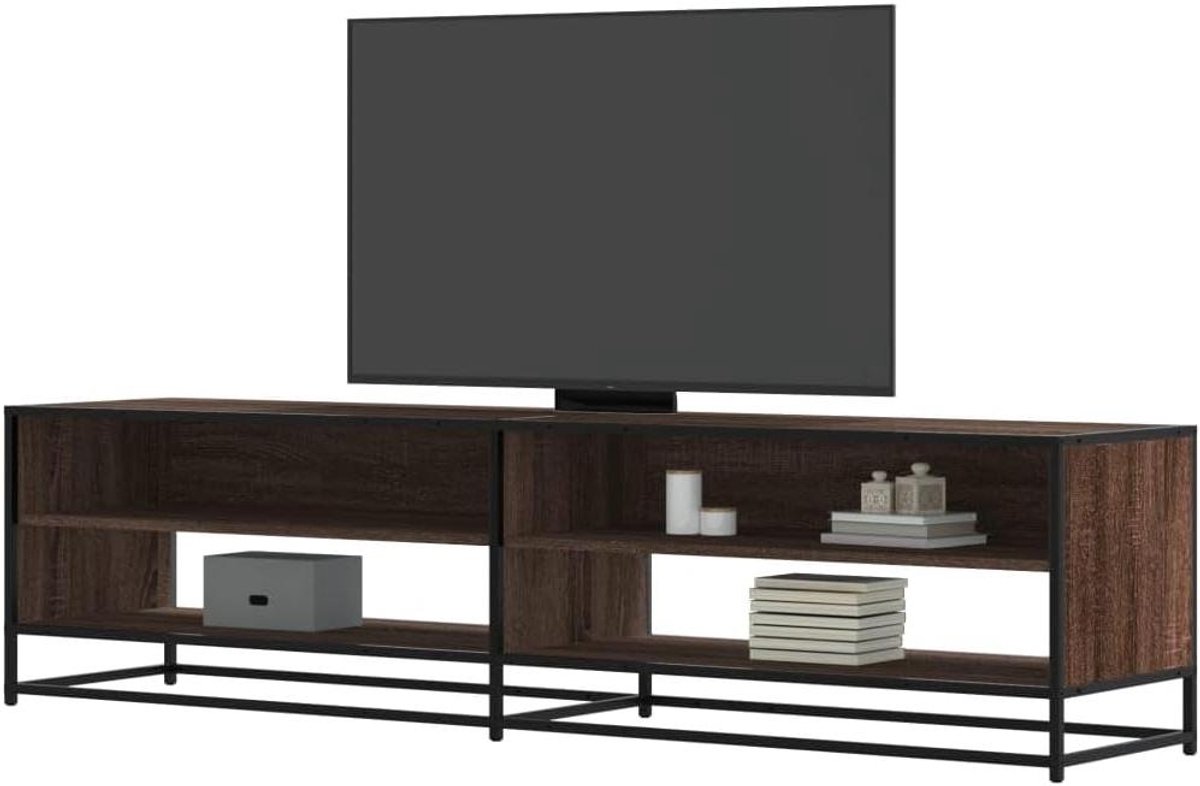 TV-kast - TV-meubel mediakast - Woonkamer organiseren - Metalen frame - 180.5 cm - Bruin eiken