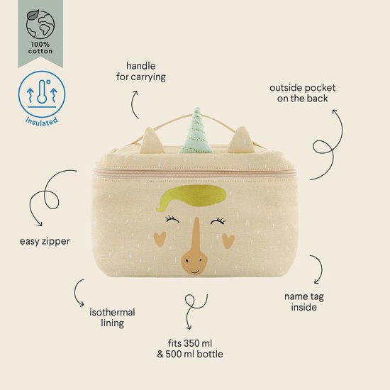 Trixie Lunchtas - Mrs. Unicorn - Koeltas voor kinderen - Met naamlabel - Thermische Tas voor Lunch - Thermal Lunch Bag - Roze van Trixie — afbeelding 2