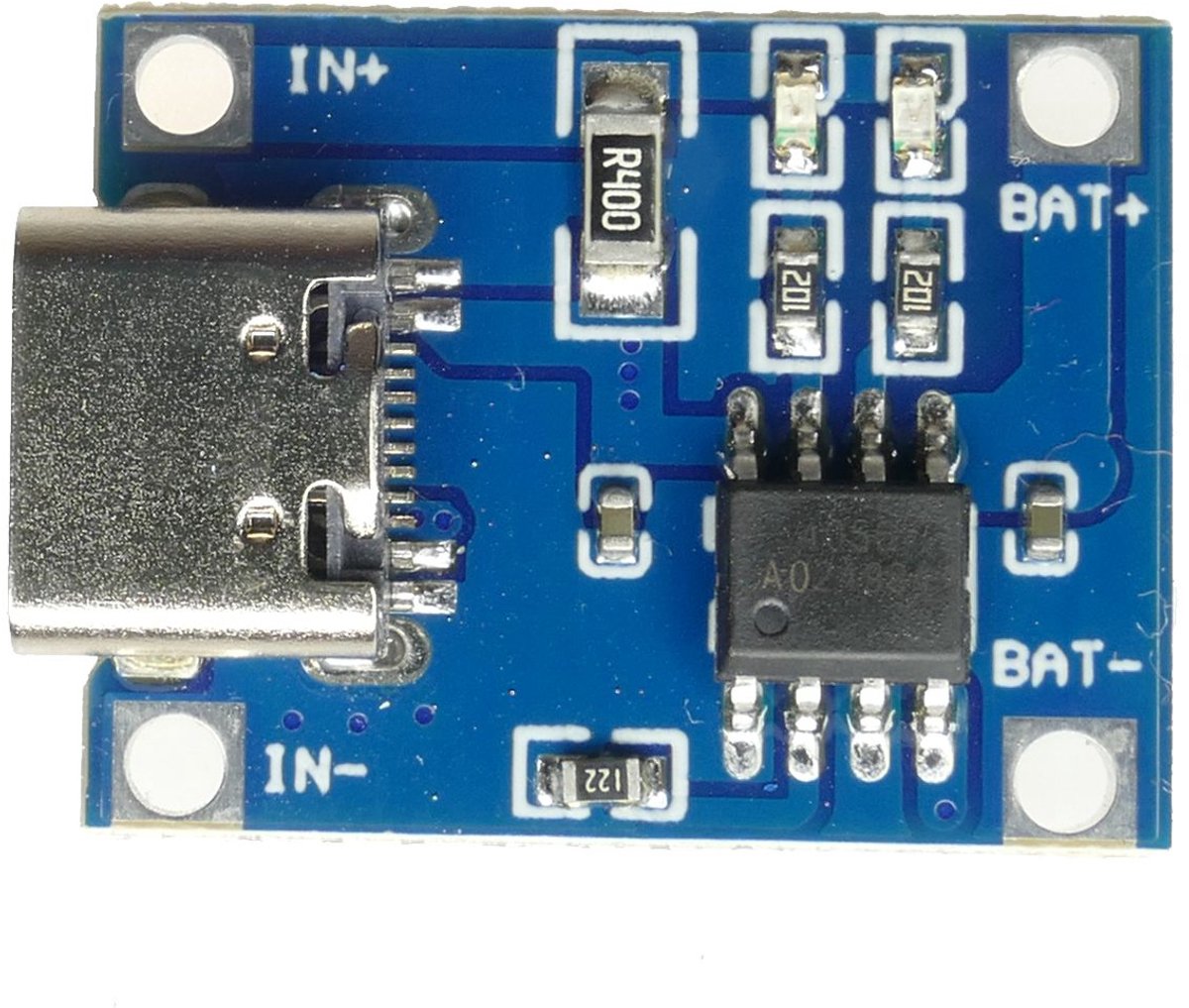 Rosfix Acculader Li-Ion TP4056 - USB Type C 5V 1A - Oplaadspanning 4,2V, Max 1A, 1,5% Precisie