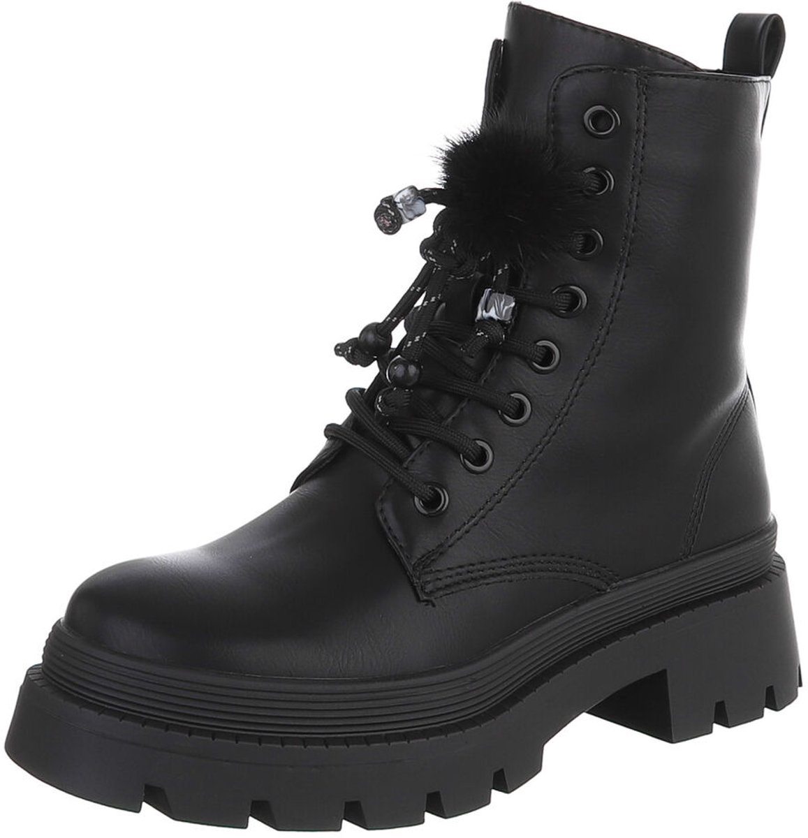 Veterboots - Plateauzool en vetersluiting - Dames Mt:36
