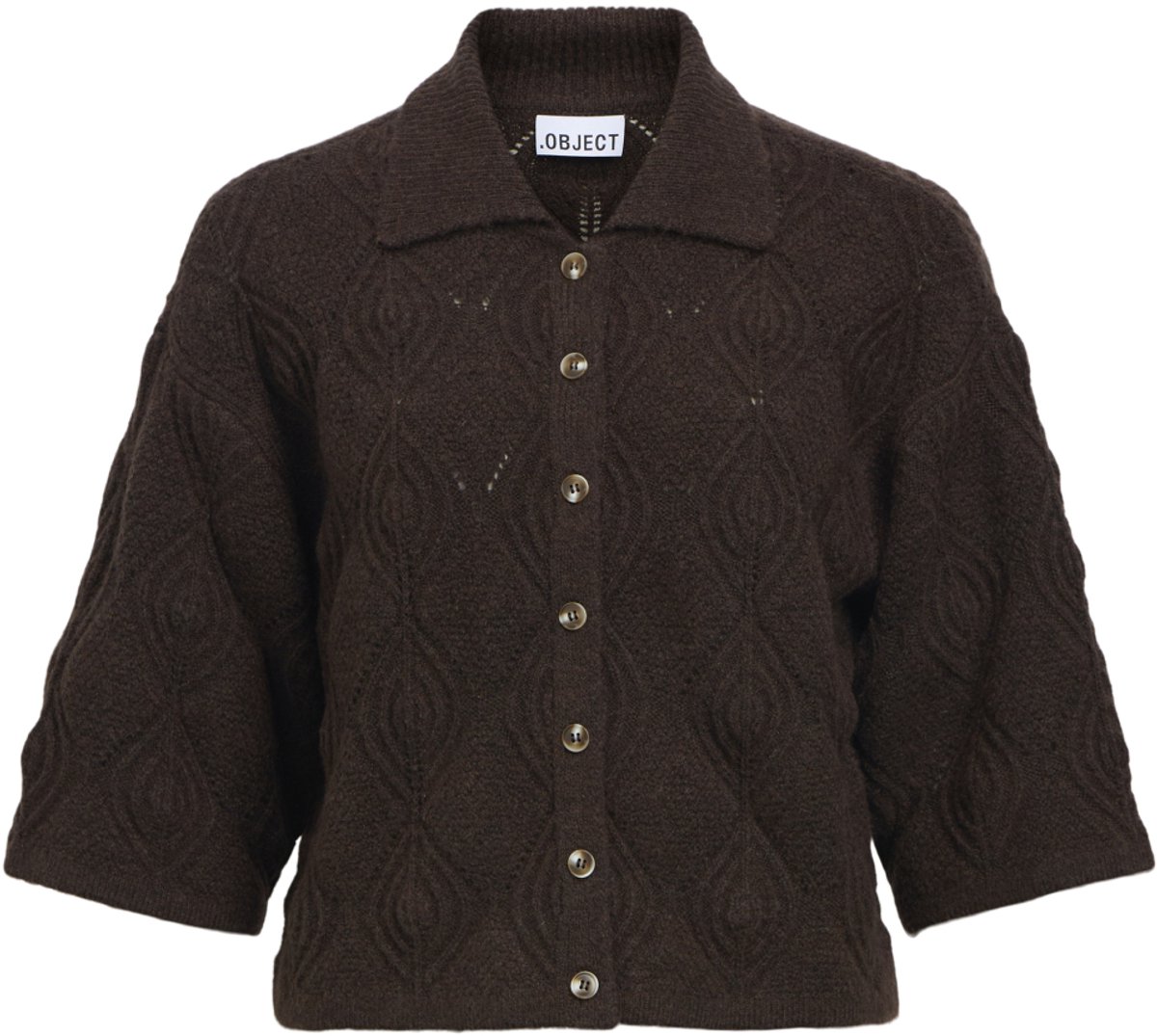 Object Objkaisa Flora 3/4 Lo Knit Cardigan Noos Truien & vesten Dames - Sweater - Hoodie - Vest- Bruin - Maat M