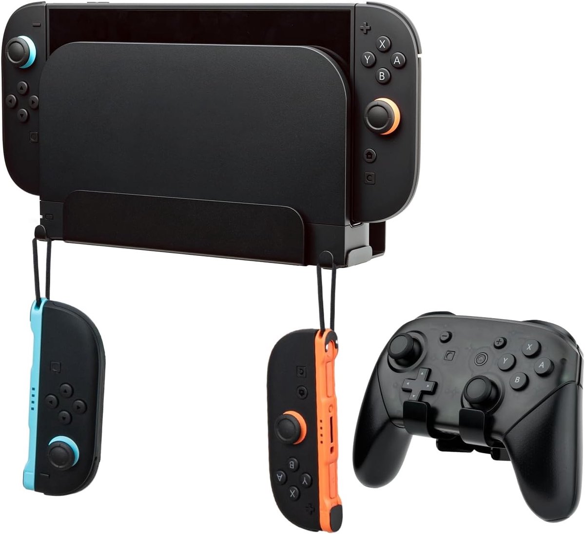 Robuste metalen wandhouder voor Nintendo Switch 2 met 2 Joy-Con haken en ventilatiegaten, ideaal voor gamingaccessoires en ruimtebesparing