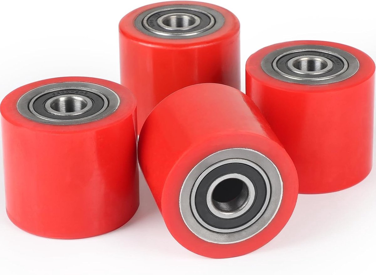 4-delige set hefwagenwielen polyurethaan 80 x 70 mm - 20 mm boring - belasting tot 600 kg - roze revolutionaire wielen.